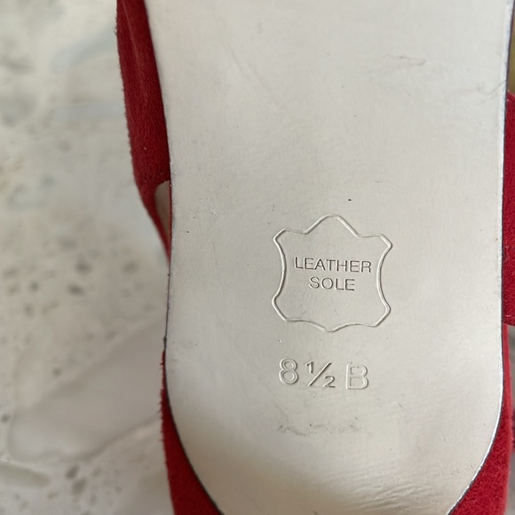 Peep Toe sling back pumps red suede leather 8.5 Medium - Picture 12 of 15
